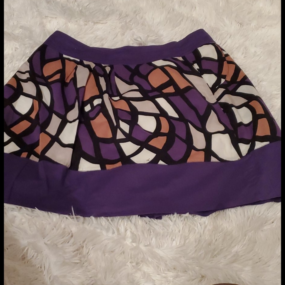 Pink Twill Purple/Tan Abstract Skirt 6